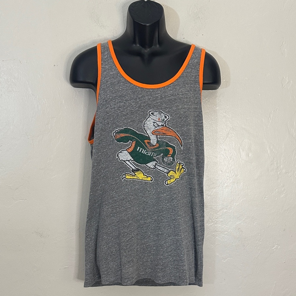 Original Retro Brand Miami Hurricanes Gray Tank Top with Orange Trim